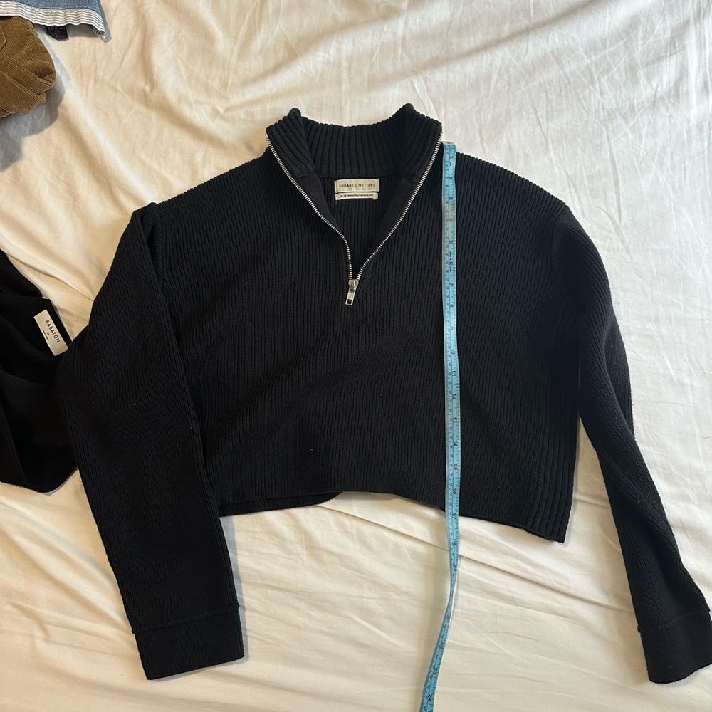 Urban Outfitters Black Ribbed Zip Sweater